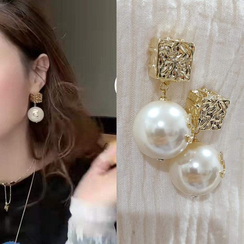 韩国 奎 朴夫人星方块珠珠气质耳环 数字5时尚轻奢高品质新款耳坠