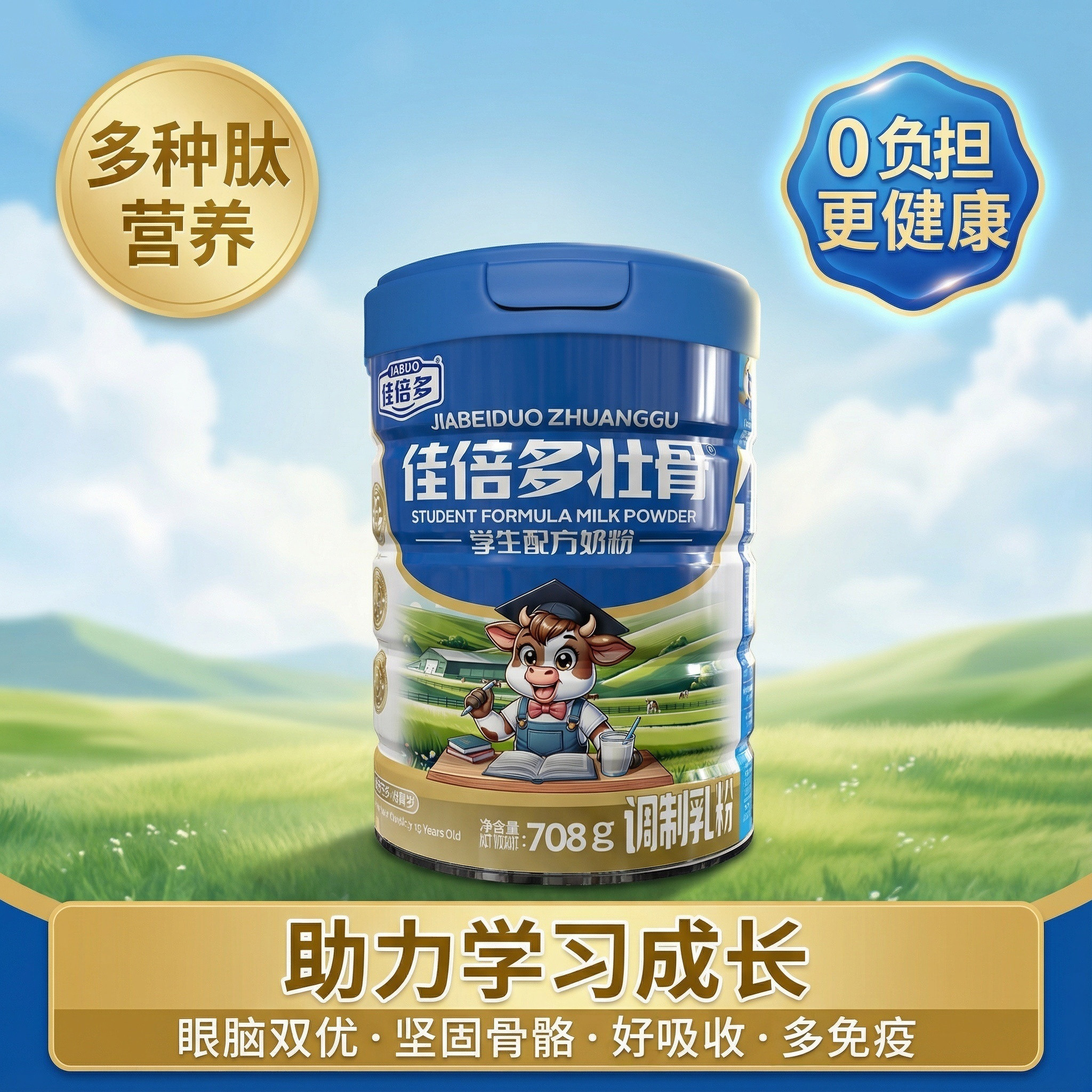 佳倍多学生奶粉壮骨儿童奶粉正品保证壮骨提高免疫益智长高牛脾肽