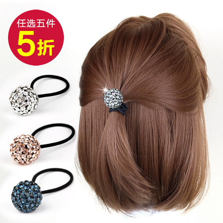 捷克成年女皮筋水晶球绳带发饰品图片
