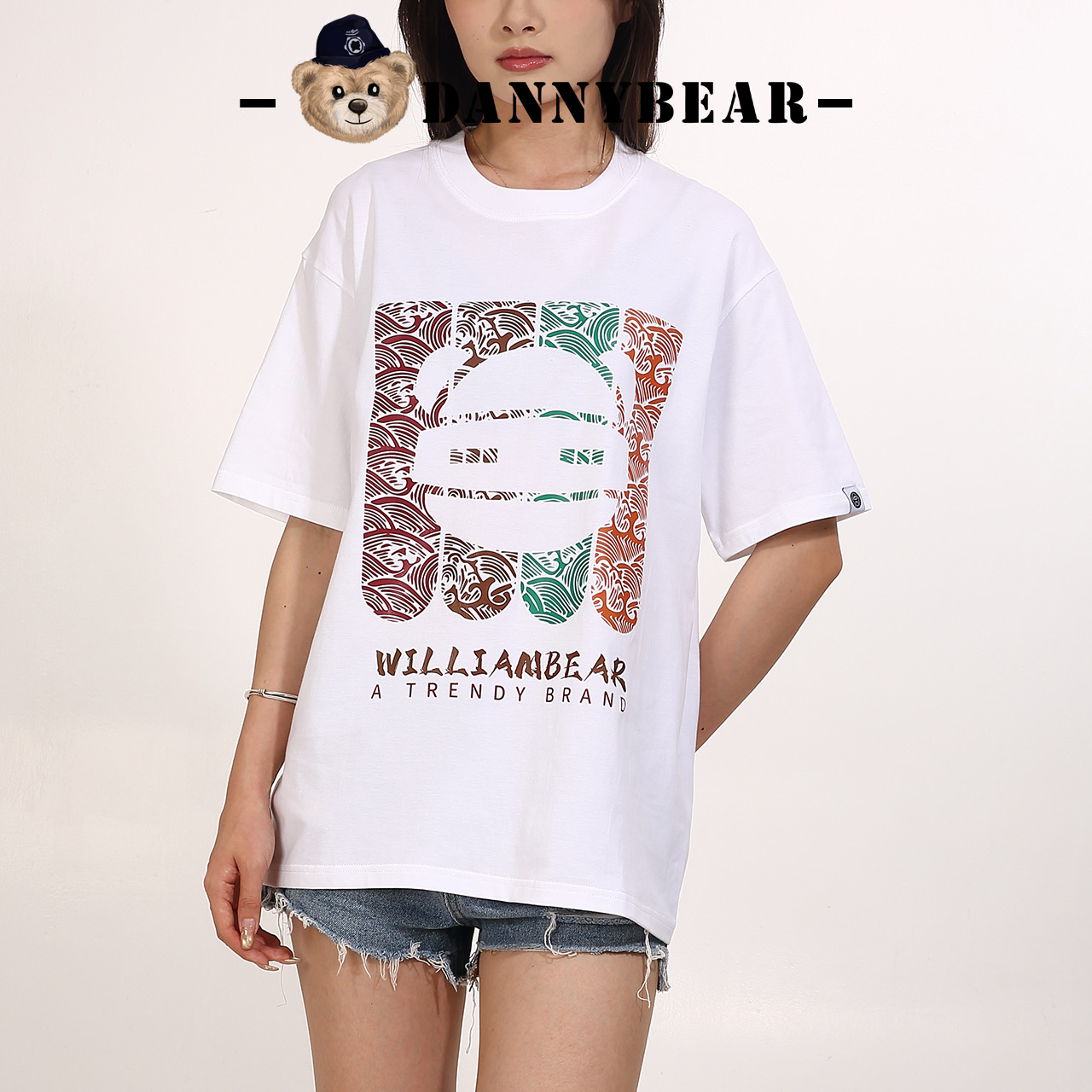 DANNYBEAR男女小熊轻奢情侣T恤清爽透气时尚款短袖DJY5885001-19