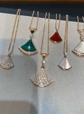 明星同款18K玫瑰金扇子项链