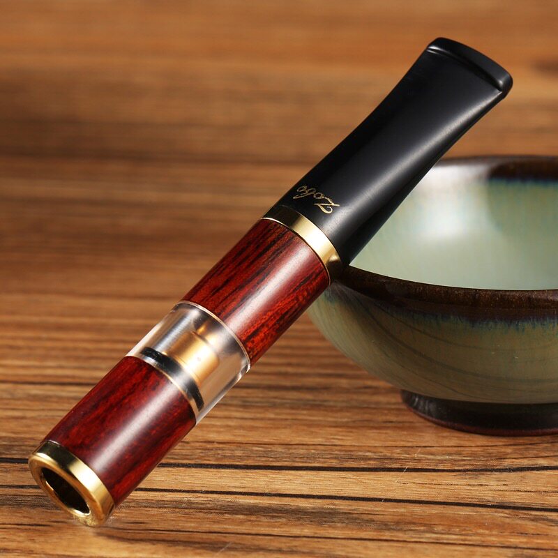zobo正牌檀木烟嘴过滤器三重过滤清肺循环型可清洗粗细两用烟具
