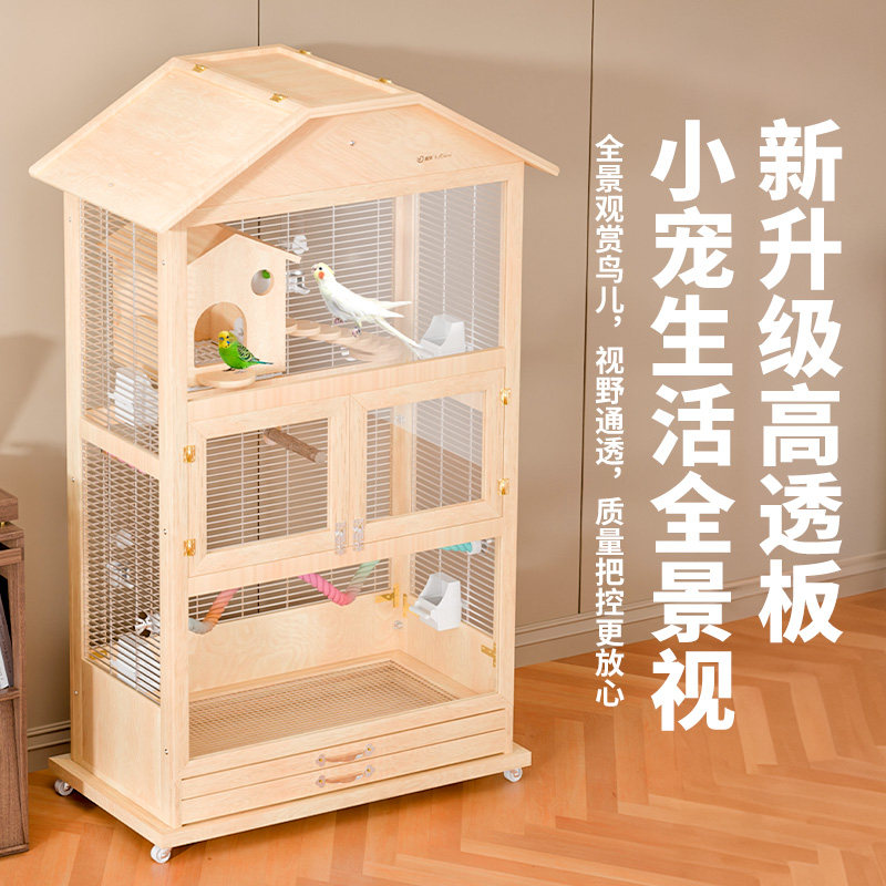 横丝木质家用鸟笼小太阳玄凤虎皮鹦鹉用品透明款特大号鸟别墅笼子图片