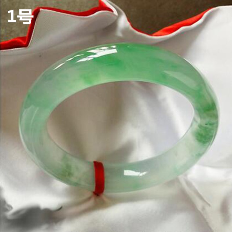 特价天然玉石翡翠色手镯飘花浅绿玉镯子冰种玉器少女款手环送妈妈