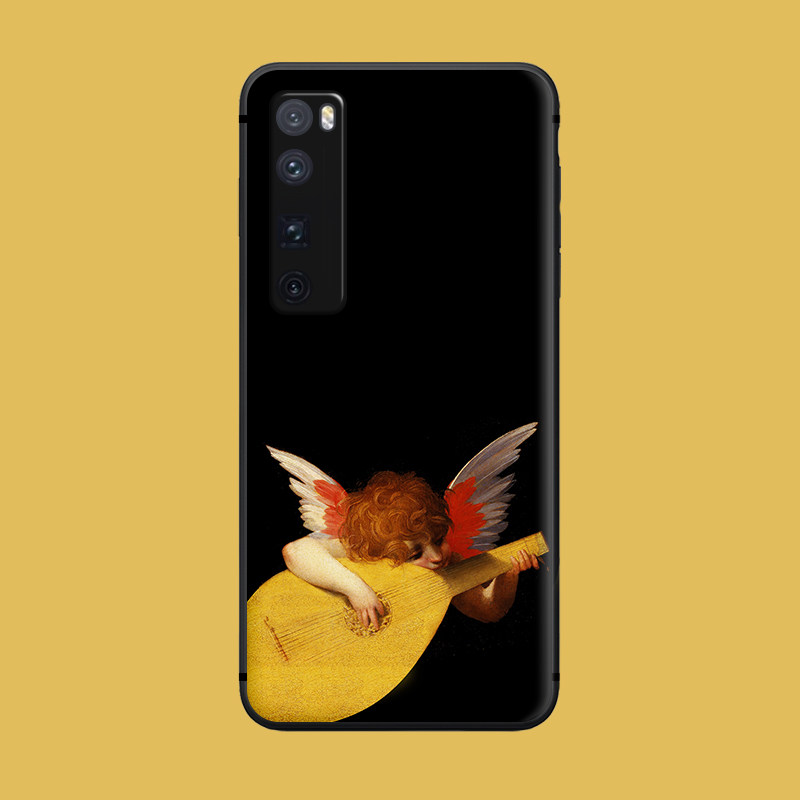 适用于可爱天使手机壳华为nova9/8se/7pro/磨砂防摔4e/5z欧美油画