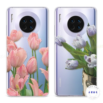 唯美花卉适用于于华为mate30手机壳40pro+50小清新20x女款10e9透明8