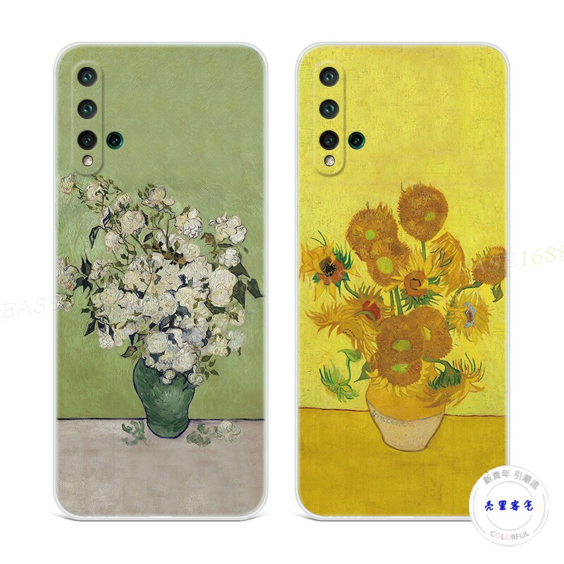美术生适用于华为nova5手机壳6se3i4e2s梵高油画plus向日葵pro软z