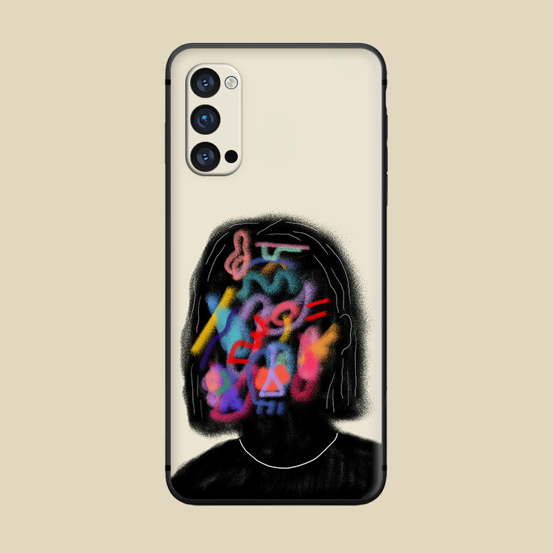 适用于Reno/7pro硅胶防摔oppo古风findx3手机壳ace2/R17涂鸦艺术潮