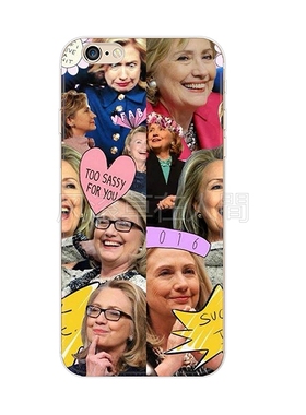 华为适用于13苹果11pro小米手机壳希拉里克林顿Hillary搞怪萌三星