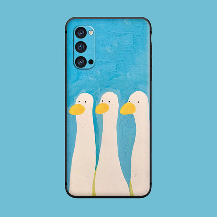 适用于卡通油画oppo手机壳Reno/5pro/7se硅胶软r17/ace2鹅颈findx3