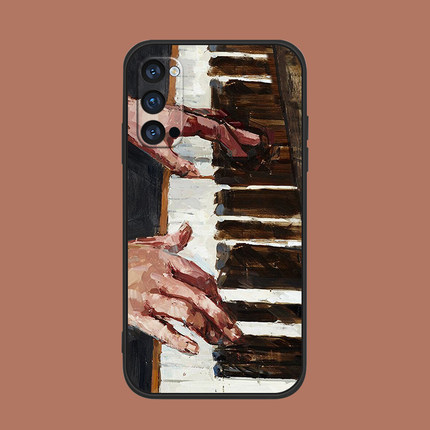 适用于硅胶软oppo手机壳r17/reno7pro/5/油画艺术findx3弹钢琴ace2