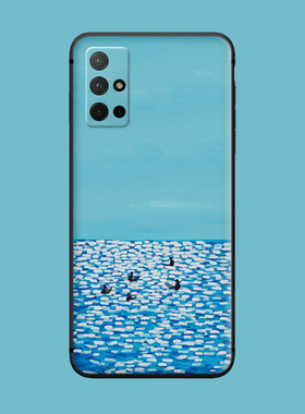 适用于荣耀50se/30Spro手机壳20s/60蓝色油画海边v30/v9磨砂防摔v40