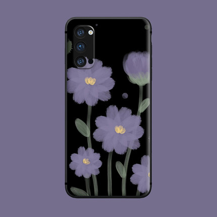 适用于冷淡油画findx3手机壳oppo硅胶renopro/5/7韩系雏菊r17/ace2