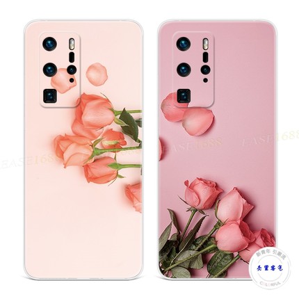 适用于知性美玫瑰花华为p60手机壳P50p40p30p20p10p9简约plus文艺小清新pro+女款软e十art