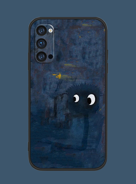 适用于findx3手机壳oppo液态硅胶软renopro/5/7呆萌小病毒r17/ace2