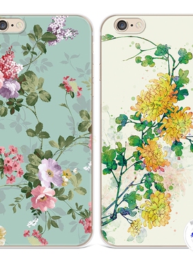适用于文艺菊花XRiPhone8plus苹果13手机壳6s7牡丹花14promax女款软5se第一1二2三3代五六七八