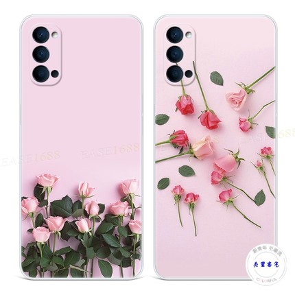 粉色玫瑰花9适用于oppo reno6手机壳8pro+7文艺5k简约4se少女心3元气版2z女款Ace轻薄软十
