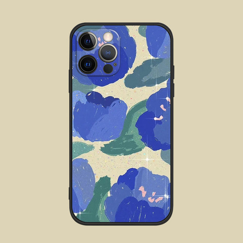 适用于蓝色郁金香手机壳8/13/XS苹果12ProMax硅胶防摔软iphone11/XR