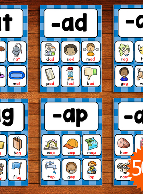 英语长元音自然拼读短元音单词卡片儿童早教CVC卡幼儿英文教师教