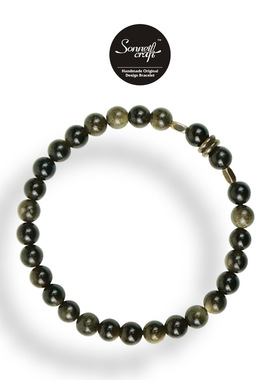 Sonnet-craft Op.77古法原创手作金曜石天然石小众复古情侣手链