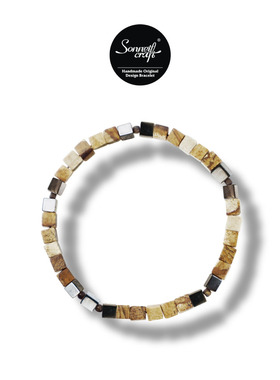 Sonnet-craft Op.62 西美社 古法原创设计天然石方珠复古小众手链