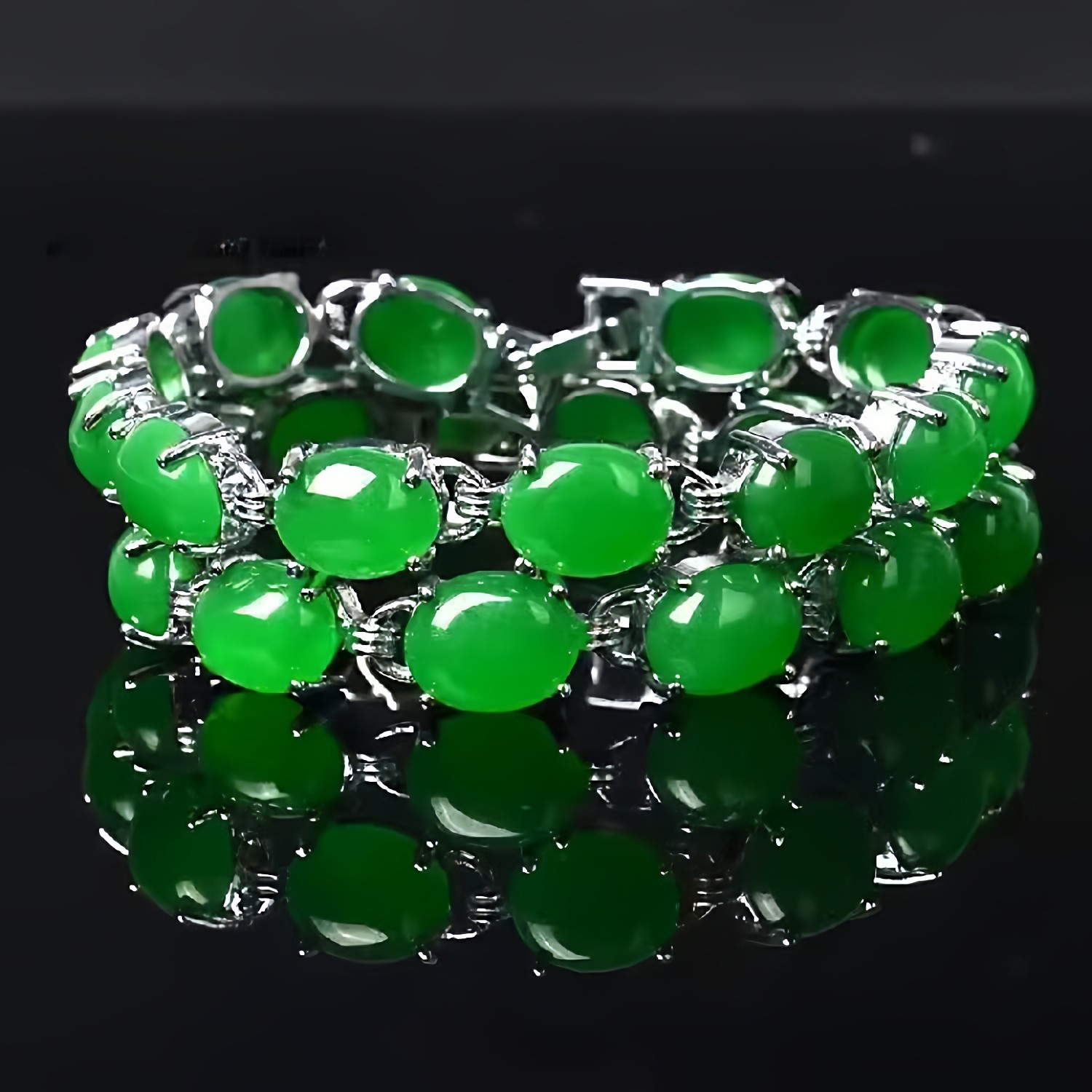 翡翠色蛋面裸石冰种满阳绿色手链镶嵌手链项链男女款手串