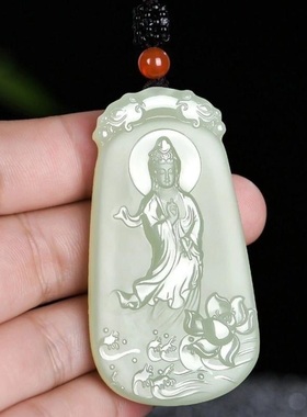 清水色度母观音菩萨吊坠观音大士男女款雕刻本命佛挂件时尚