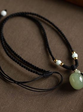 和田色玉晴水招财福禄葫芦吊坠新中式国风男女高档玉石挂件礼物