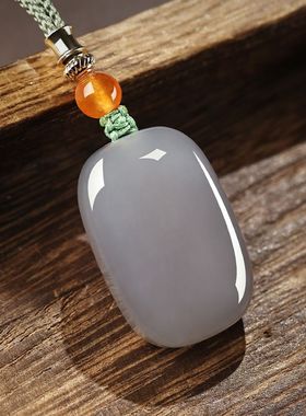 和田色烟紫平安无事牌男女款项链挂坠玉佩玉牌无字牌吊坠玉坠