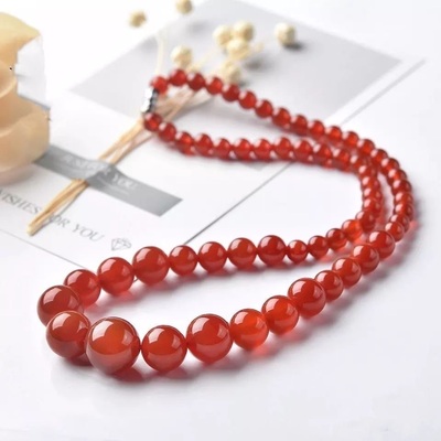 复古红色串塔链圆珠项链显白气质高级项链中式毛衣配饰锁骨颈链