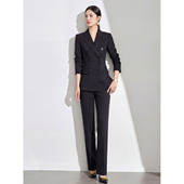 职业西装 春秋 双排扣职场正装 套裙女高级灰商务风通勤正式 场合修身