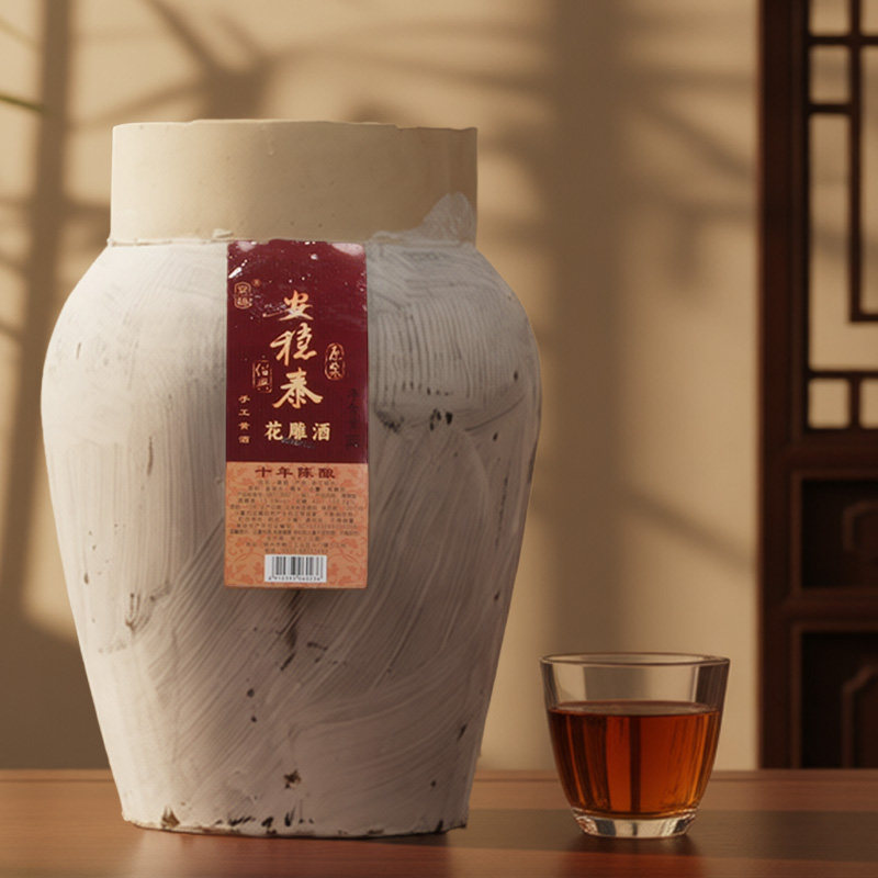 绍兴产黄酒十年陈原浆泰雕坛装原酒10KG半甜十年陈花雕酒咸亨风味