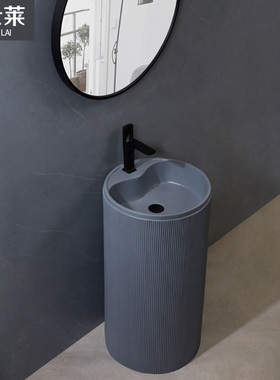 金士莱 新款人造石立柱盆一体式洗脸盆个性工业风艺术立柱洗手盆