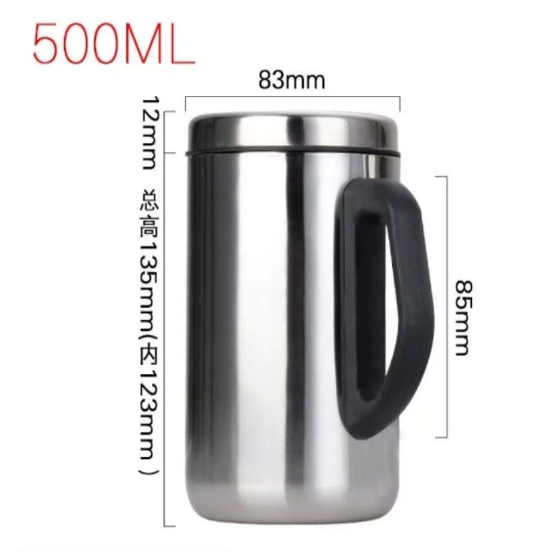 不锈钢保温水杯带盖子带把泡茶水杯办公杯通用水杯