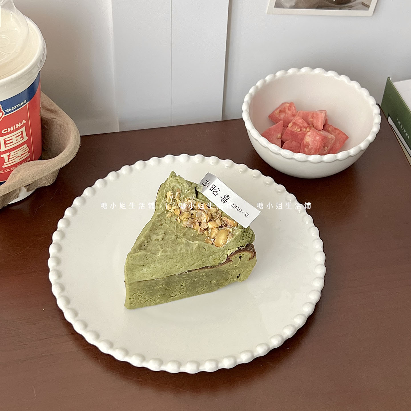 纯白色简约珠点平盘西餐盘