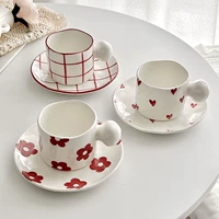 Корейский красный милый брендовый кофейный комплект