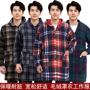 男士 加绒加厚保暖加大加肥外套工作服劳保大褂围裙冬 罩衣成人长袖