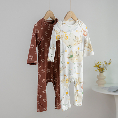 拉波米纯棉印花连体衣爬爬服