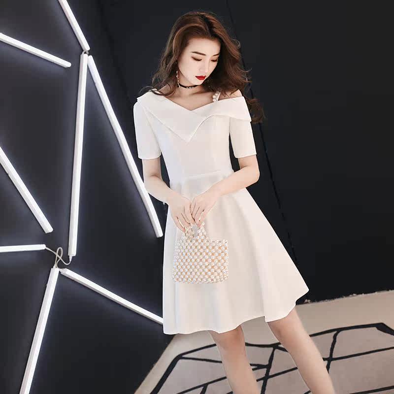 晚礼服女2019新款白色气场女王高端洋装小个子年会晚会短款连衣裙在类目 女装/女士精品, 婚纱/旗袍/礼服, 礼服/晚装中 - 来自Buy2taobao.com提供专业的淘宝代购服务