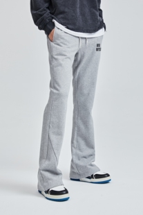 viavitsoe 春秋cleanfit男女ins 立体剪裁灰色微喇休闲加长卫裤