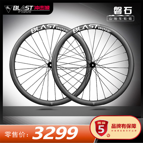 冲击波磐石系列自行车山地车碟刹碳辐条轻量轮组超轻真空开口胎