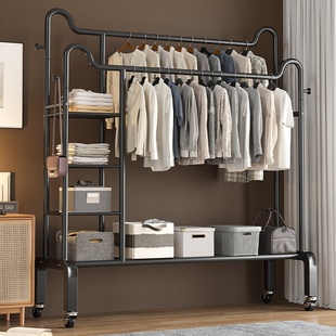 衣柜家用卧室简易构出租房用衣帽架结实耐用挂衣架收纳衣橱全钢架