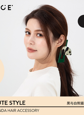 OCE熊猫印花发圈简约百搭发卡扎发皮筋港风波点少女发绳头饰女