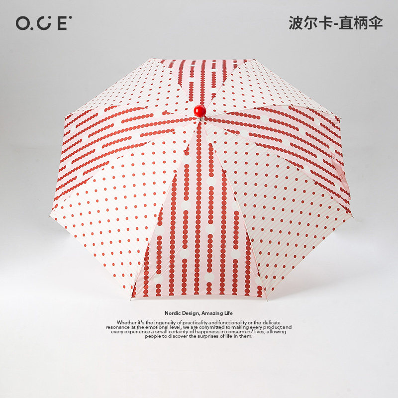 OCE波尔卡-直柄伞2026新年款红色波点雨伞女晴雨两用高颜值图片