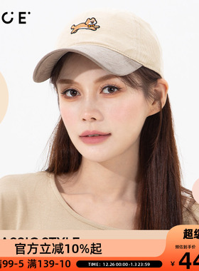 OCE萌趣小黑狗拼色棒球帽女款2025新款加大加深大头围帽子