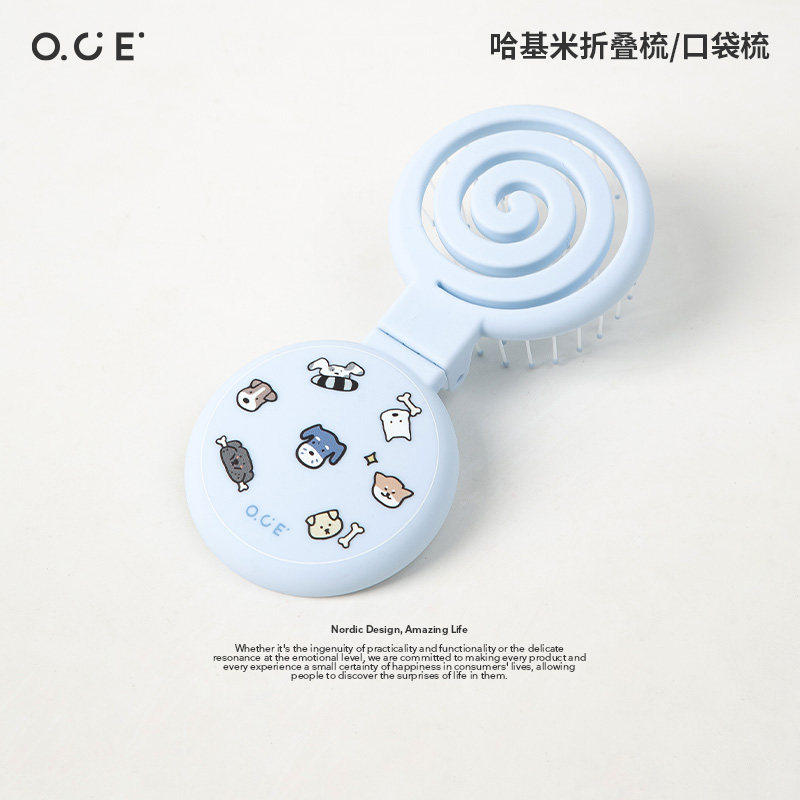 OCE哈基米口袋梳随身便携款刘海镜子一体迷你可爱折叠气囊气垫梳 - 实物图