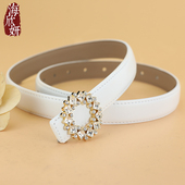 真皮牛皮白色时尚 百搭腰带夏季 装 皮带女新款 饰配裙子牛仔裤 带