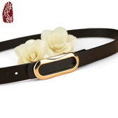 皮带女头层牛皮黑色休闲简约百搭韩国腰带细真皮牛仔裤 带装 饰配裙