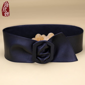 腰封女真皮头层牛皮黑色百搭时尚 软皮带配连衣裙大衣羽绒服宽腰带