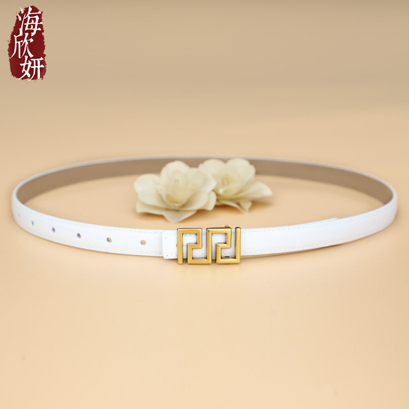 腰带女真皮牛皮小众时尚白色百搭夏季高级感小皮带配裙子牛仔裤带